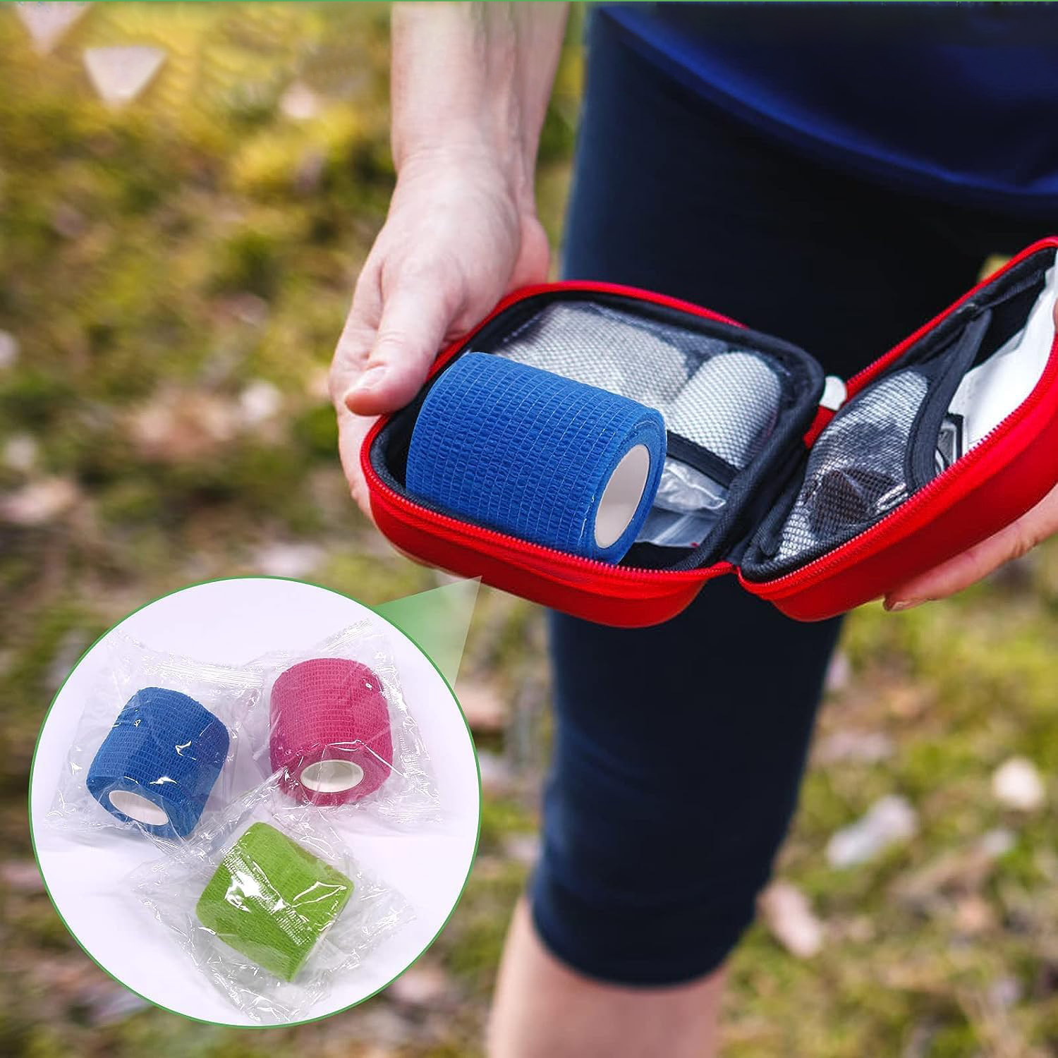 Latexfri førstehjælpskasse, fleksibel indpakningsbindende bandage